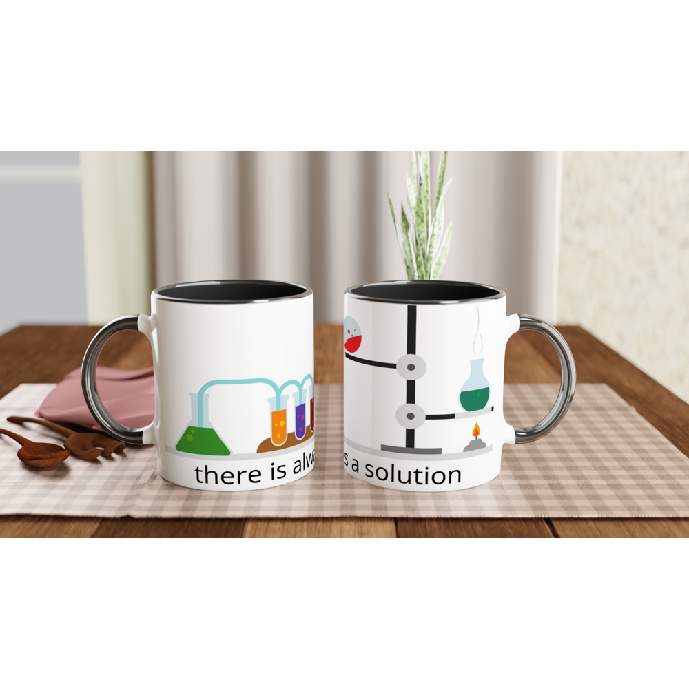 There Is Always A Solution - White 11oz Ceramic Mug with Colour Inside ceramic black Colour 11oz Mug Globally Fulfilled Science