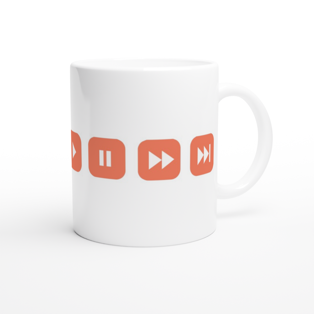 Music Control Buttons - White 11oz Ceramic Mug White 11oz Mug Globally Fulfilled Music Retro