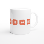 Music Control Buttons - White 11oz Ceramic Mug White 11oz Mug Globally Fulfilled Music Retro