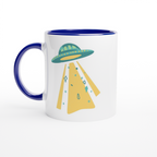 Alien UFO - White 11oz Ceramic Mug with Colour Inside ceramic blue Colour 11oz Mug Globally Fulfilled Sci Fi Space