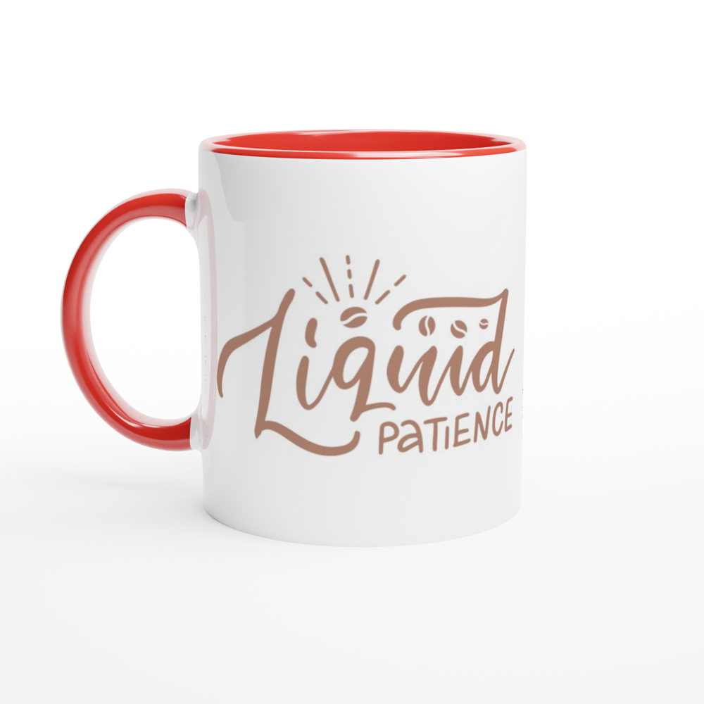 Liquid Patience - White 11oz Ceramic Mug with Colour Inside ceramic red Colour 11oz Mug Coffee Globally Fulfilled