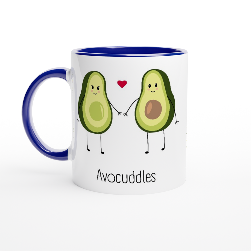 Avocuddles, Holy Guacamole - White 11oz Ceramic Mug with Colour Inside Colour 11oz Mug Globally Fulfilled Love