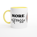 More Espresso, Less Depresso - White 11oz Ceramic Mug with Colour Inside ceramic yellow Colour 11oz Mug Coffee Globally Fulfilled