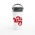 Love - White 15oz Stainless Steel Travel Mug White 15oz Stainless Steel Travel Mug Travel Mug Globally Fulfilled
