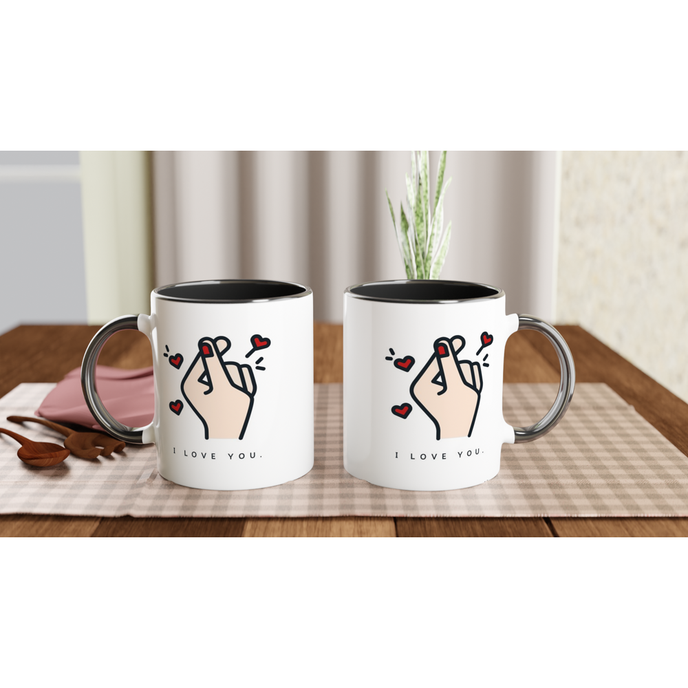 I Love You White 11oz Ceramic Mug with Colour Inside Colour 11oz Mug Globally Fulfilled Love