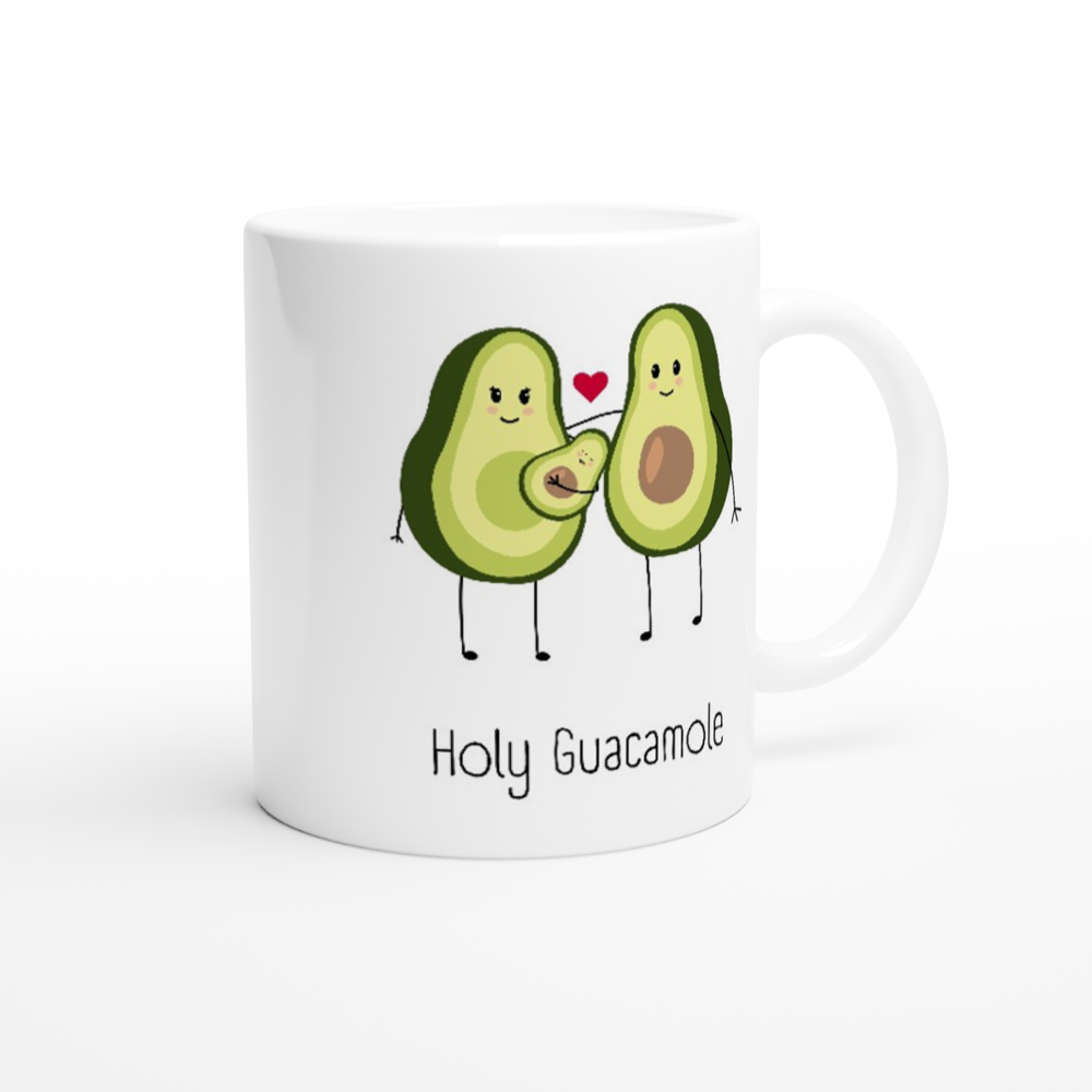 Avocuddles, Holy Guacamole - White 11oz Ceramic Mug White 11oz Mug Globally Fulfilled Outside Australia