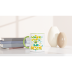 Wake Up And Be Awesome - White 11oz Ceramic Mug with Colour Inside Colour 11oz Mug Globally Fulfilled Motivation