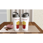 Stay Positive - White 15oz Stainless Steel Travel Mug Travel Mug Globally Fulfilled Motivation Tech