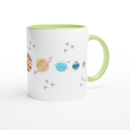 Solar System Planets - White 11oz Ceramic Mug with Colour Inside ceramic green Colour 11oz Mug Globally Fulfilled Space