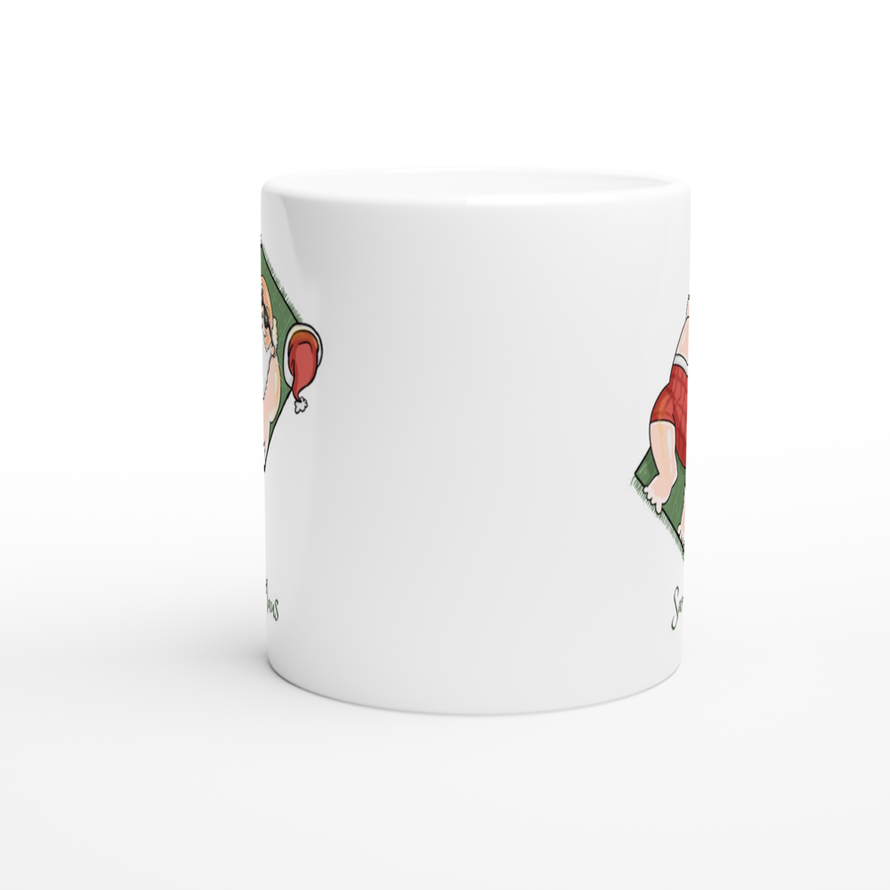 Sandy Claus - White 11oz Ceramic Mug Christmas Mug Globally Fulfilled