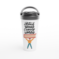 Read Books Change The World - White 15oz Stainless Steel Travel Mug White 15oz Stainless Steel Travel Mug Travel Mug Globally Fulfilled Reading