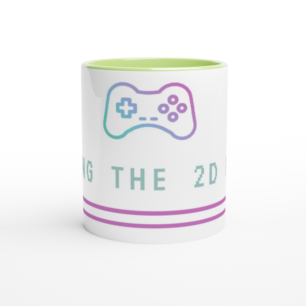 Living The 2D Life White 11oz Ceramic Mug with Colour Inside Colour 11oz Mug Games Globally Fulfilled Tech