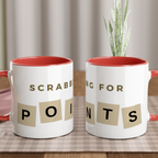 Scrabbling For Points - White 11oz Ceramic Mug with Colour Inside Colour 11oz Mug Games Globally Fulfilled