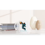 Astronaut Basketball - White 11oz Ceramic Mug White 11oz Mug Globally Fulfilled Space