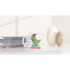 Dinosaur Christmas - White 11oz Ceramic Mug Christmas Mug Globally Fulfilled