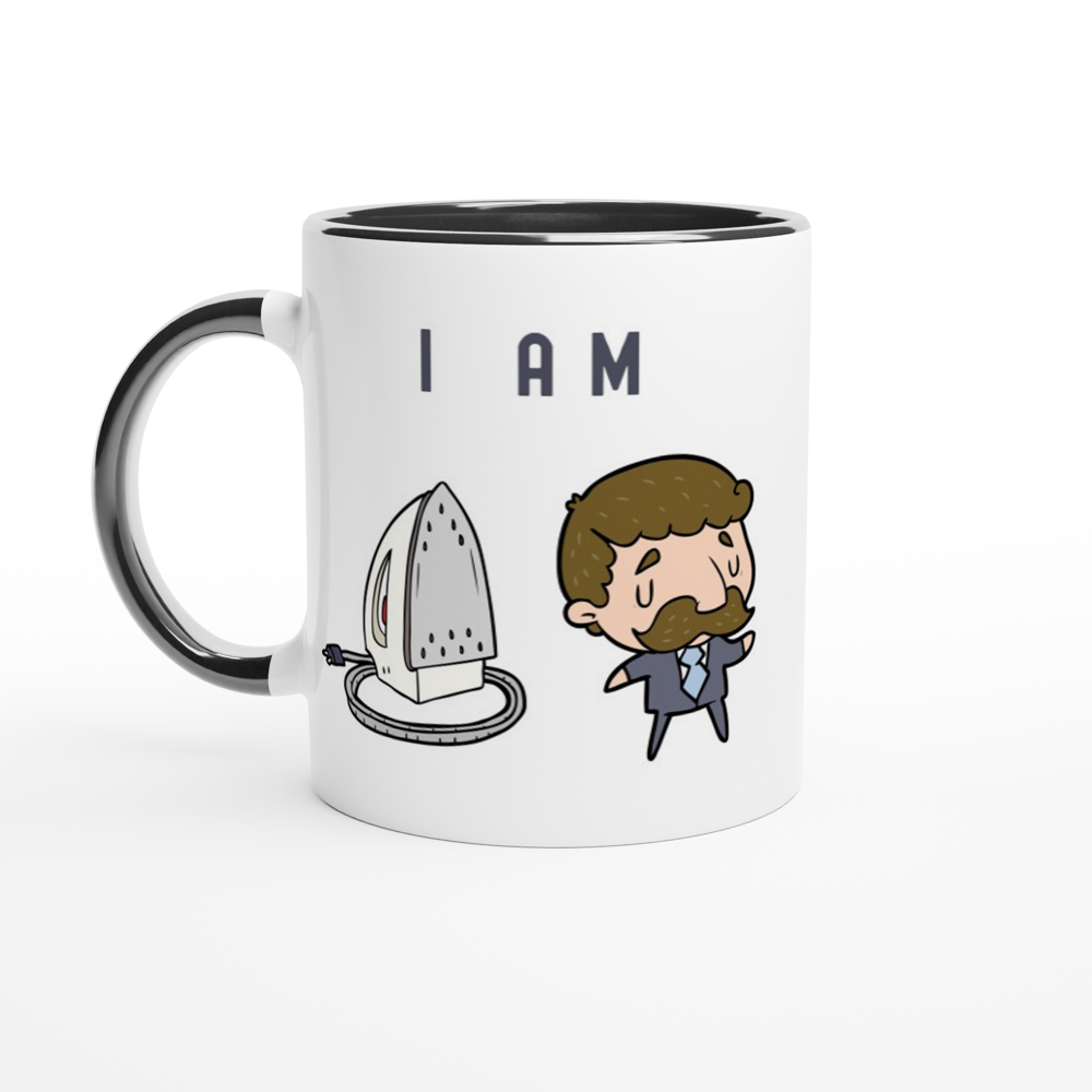 I Am Ironing Man - White 11oz Ceramic Mug with Colour Inside ceramic black Colour 11oz Mug Funny Globally Fulfilled