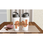 Good Vibes - White 15oz Stainless Steel Travel Mug Travel Mug Globally Fulfilled Retro