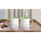 Living The 2D Life White 11oz Ceramic Mug with Colour Inside ceramic green Colour 11oz Mug Games Globally Fulfilled Tech