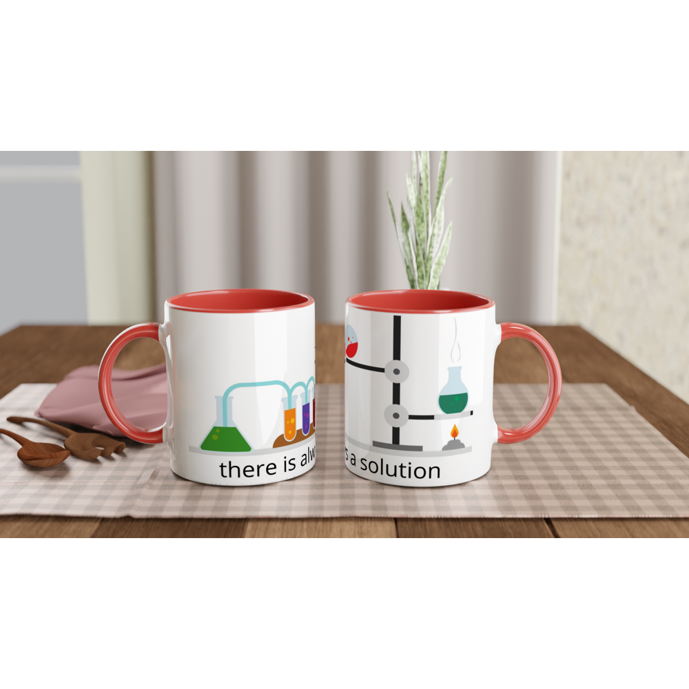 There Is Always A Solution - White 11oz Ceramic Mug with Colour Inside ceramic red Colour 11oz Mug Globally Fulfilled Science
