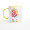 Hate Drama? No Probllama - White 11oz Ceramic Mug with Colour Inside ceramic yellow Colour 11oz Mug animal Globally Fulfilled