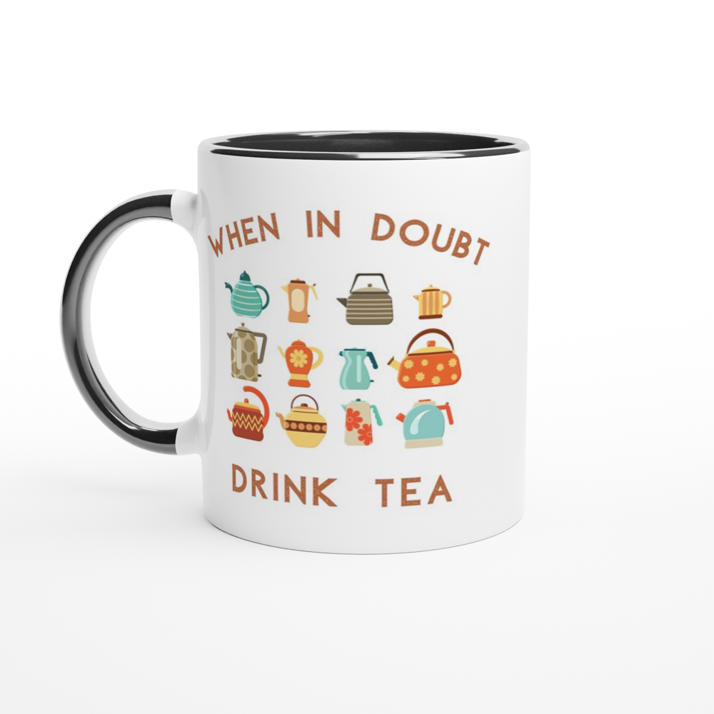 Drink Tea - White 11oz Ceramic Mug with Colour Inside ceramic black Colour 11oz Mug Globally Fulfilled Tea
