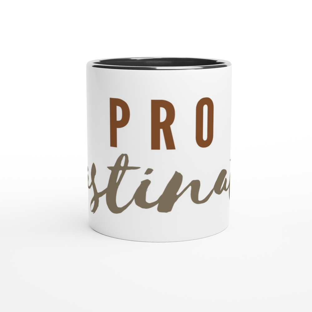 Procrastinator - White 11oz Ceramic Mug with Colour Inside Colour 11oz Mug Funny Globally Fulfilled