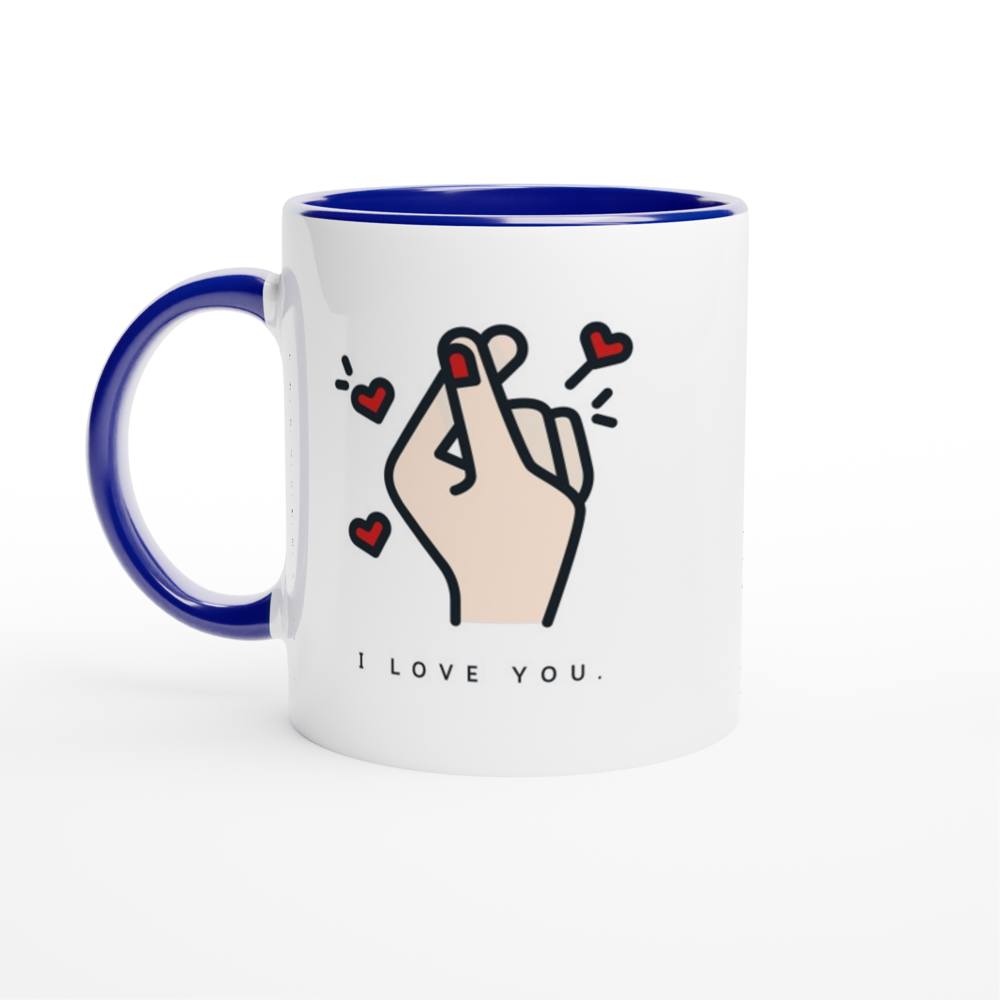 I Love You White 11oz Ceramic Mug with Colour Inside ceramic blue Colour 11oz Mug Globally Fulfilled Love