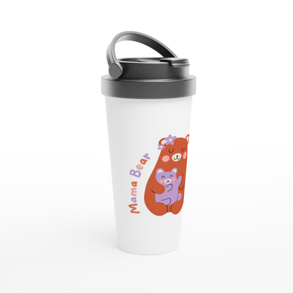 Mama Bear - White 15oz Stainless Steel Travel Mug Travel Mug Globally Fulfilled Mum