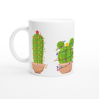 Merry Cactus - White 11oz Ceramic Mug Christmas Mug Globally Fulfilled