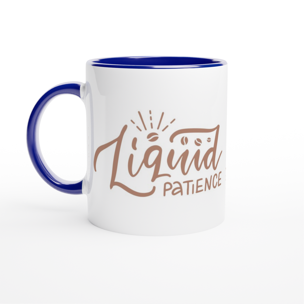 Liquid Patience - White 11oz Ceramic Mug with Colour Inside ceramic blue Colour 11oz Mug Coffee Globally Fulfilled