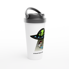 Guitarist Alien Abduction - White 15oz Stainless Steel Travel Mug Travel Mug Globally Fulfilled Music Sci Fi