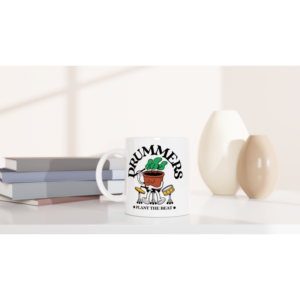 Drummers - White 11oz Ceramic Mug White 11oz Mug Globally Fulfilled Music