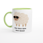 Baa Baa Baa Baa Baad - White 11oz Ceramic Mug with Colour Inside ceramic green Colour 11oz Mug animal Globally Fulfilled