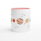 Solar System Planets - White 11oz Ceramic Mug with Colour Inside Colour 11oz Mug Globally Fulfilled Space