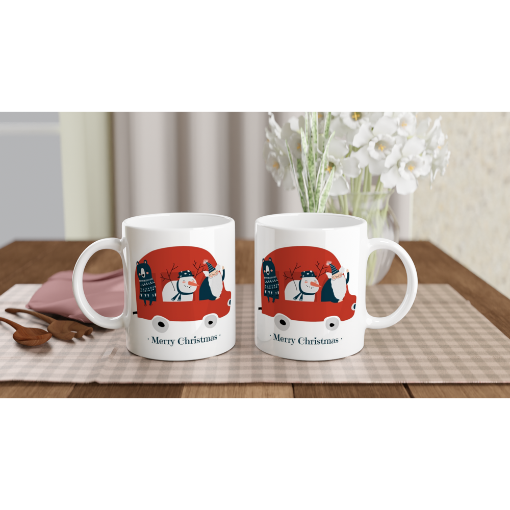 Santa Car - White 11oz Ceramic Mug Christmas Mug Globally Fulfilled