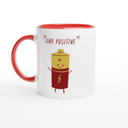 Stay Positive - White 11oz Ceramic Mug with Colour Inside ceramic red Colour 11oz Mug Globally Fulfilled Motivation Tech