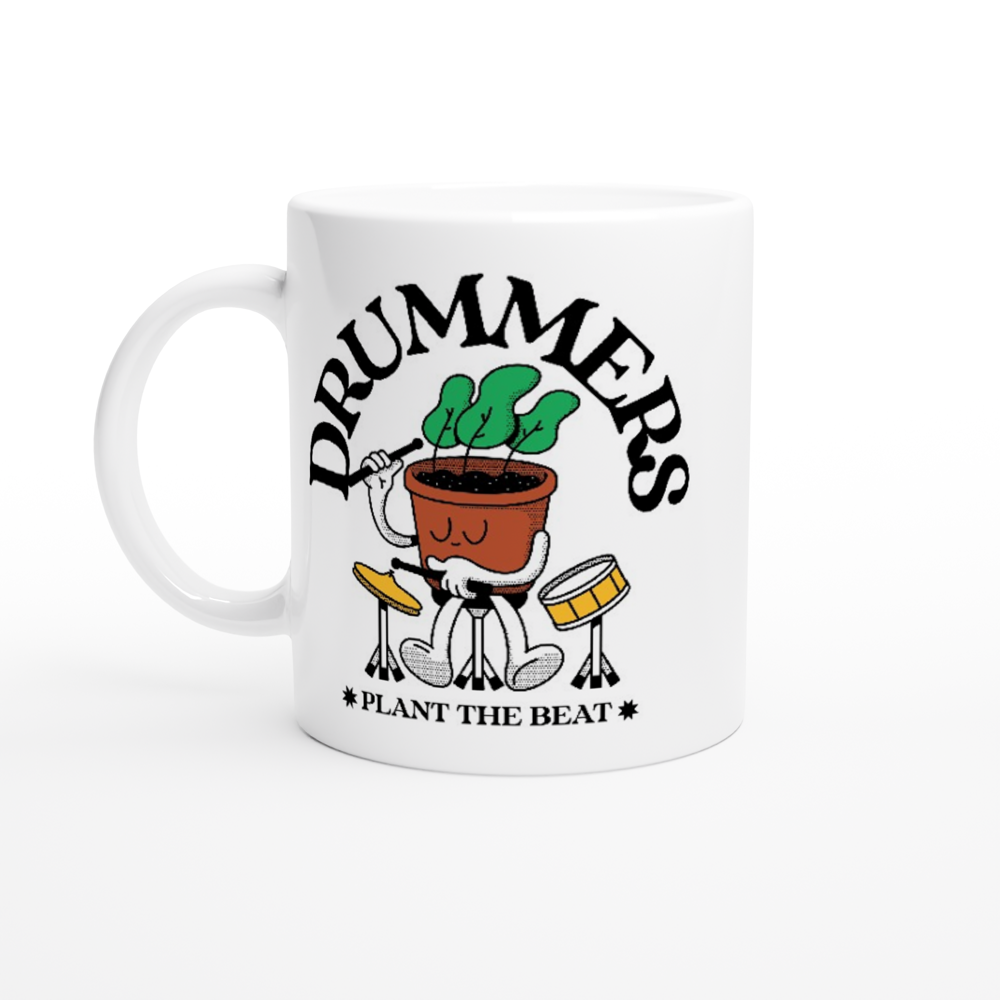 Drummers - White 11oz Ceramic Mug White 11oz Mug Globally Fulfilled Music