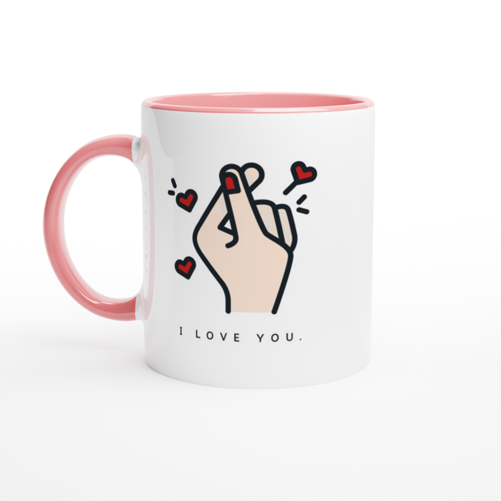 I Love You White 11oz Ceramic Mug with Colour Inside ceramic pink Colour 11oz Mug Globally Fulfilled Love