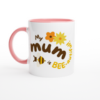 My Mum Is Bee-autiful - White 11oz Ceramic Mug with Colour Inside ceramic pink Colour 11oz Mug animal Globally Fulfilled Mum