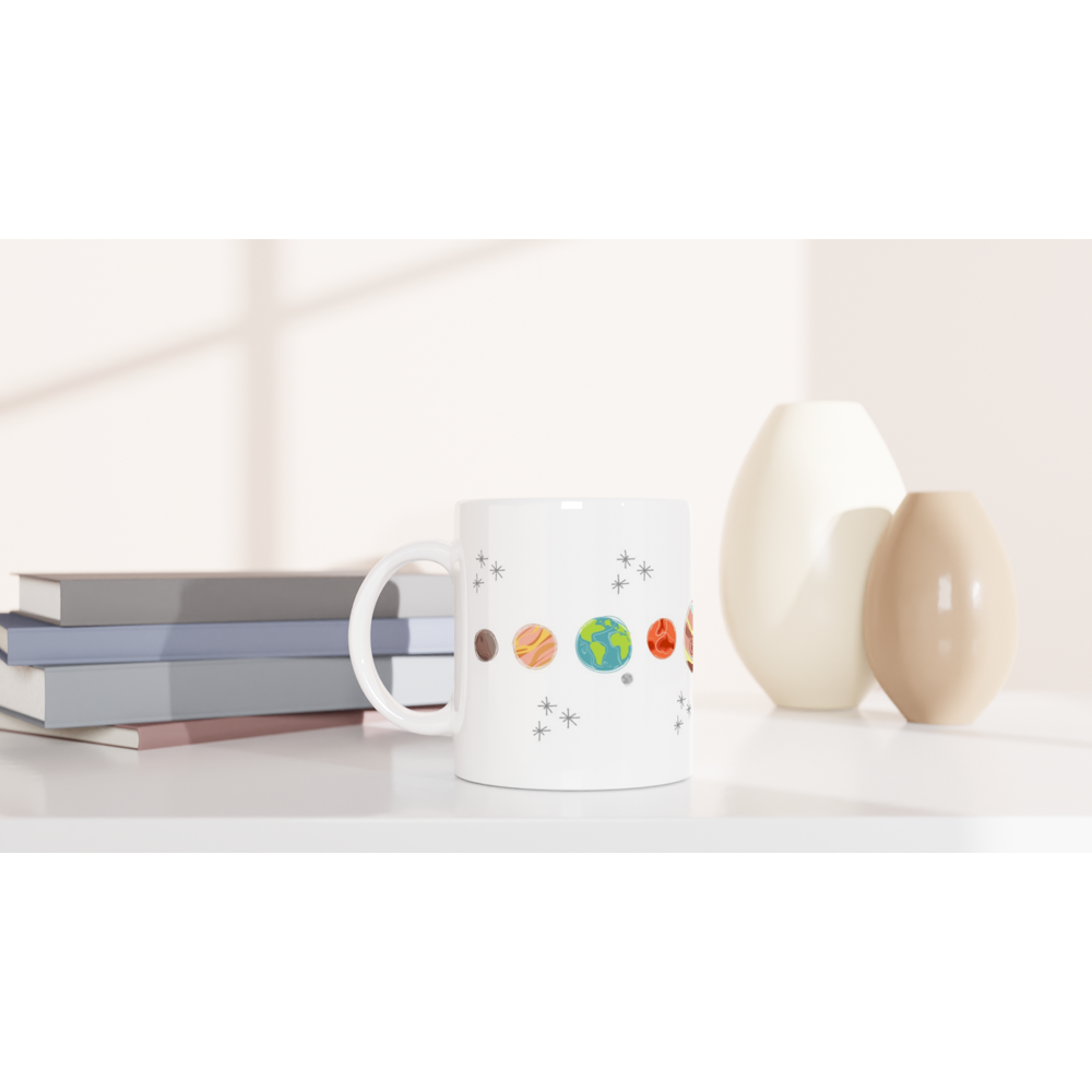 Solar System Planets - White 11oz Ceramic Mug White 11oz Mug Globally Fulfilled Space