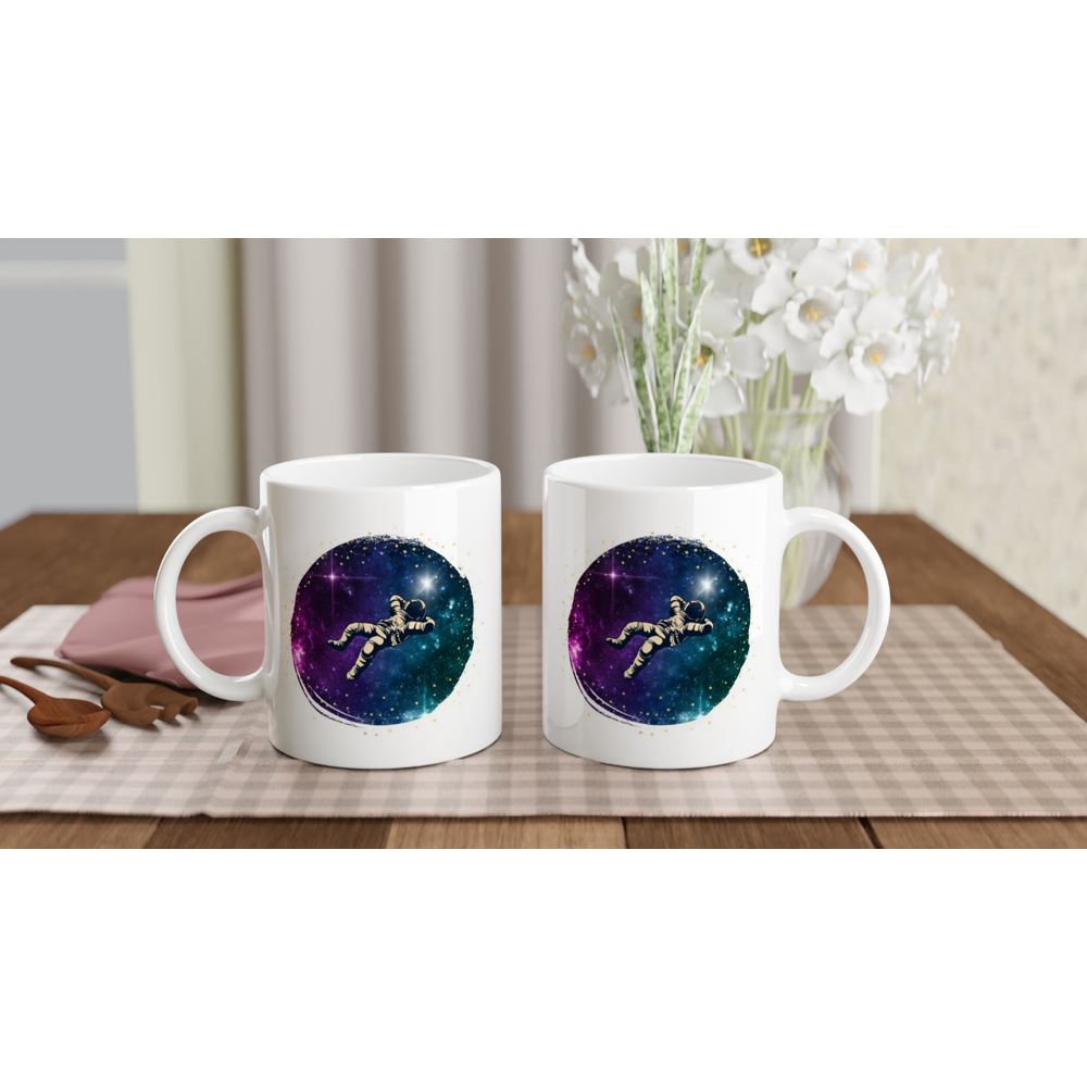 Spaceman - White 11oz Ceramic Mug White 11oz Mug Globally Fulfilled Space