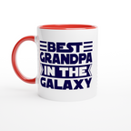Best Grandpa In The Galaxy - White 11oz Ceramic Mug with Colour Inside ceramic red Colour 11oz Mug Dad Globally Fulfilled