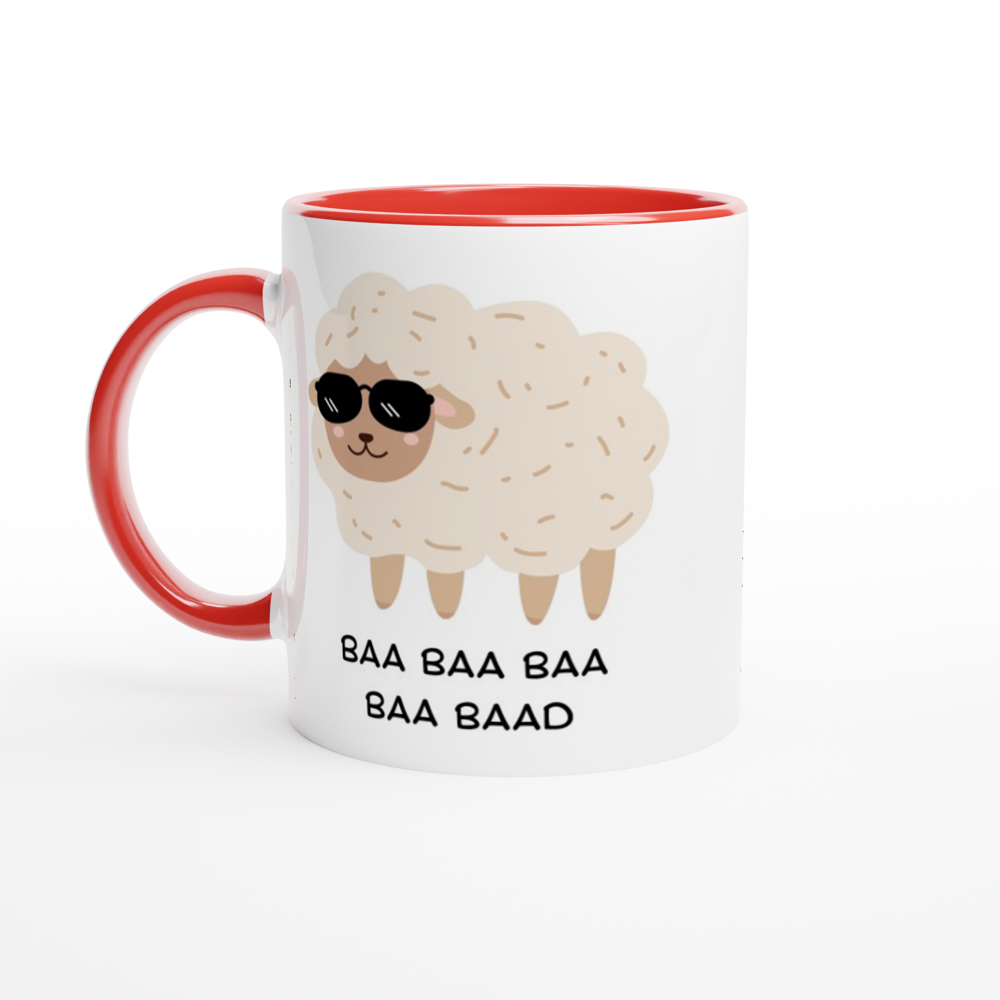 Baa Baa Baa Baa Baad - White 11oz Ceramic Mug with Colour Inside ceramic red Colour 11oz Mug animal Globally Fulfilled