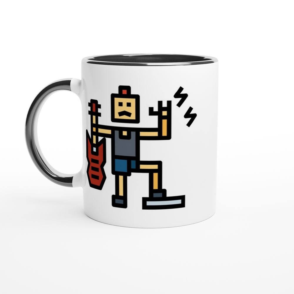 Rock And Roll - White 11oz Ceramic Mug with Colour Inside Colour 11oz Mug Globally Fulfilled Music