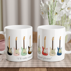 Guitars In Every Colour - White 11oz Ceramic Mug White 11oz Mug Globally Fulfilled Music