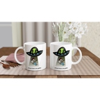 Guitarist Alien Abduction - White 11oz Ceramic Mug White 11oz Mug Globally Fulfilled Music Sci Fi