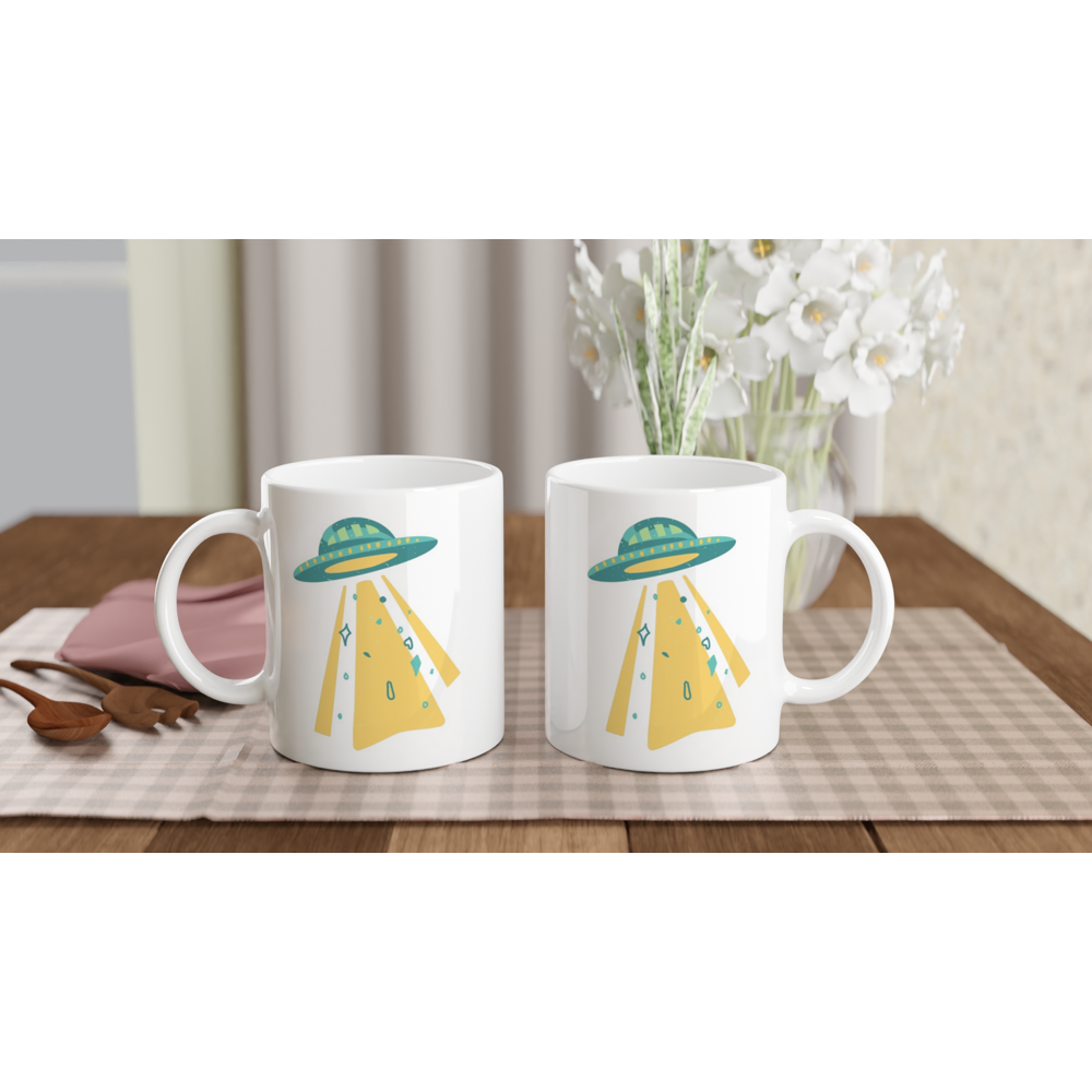 Alien UFO - White 11oz Ceramic Mug White 11oz Mug Globally Fulfilled Sci Fi