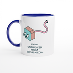 Status: Unplugged From Social Media - White 11oz Ceramic Mug With Colour Inside White 11oz Ceramic Mug with Color Inside Ceramic Blue Colour 11oz Mug Globally Fulfilled