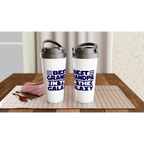 Best Grandpa In The Galaxy - White 15oz Stainless Steel Travel Mug Travel Mug Dad Globally Fulfilled