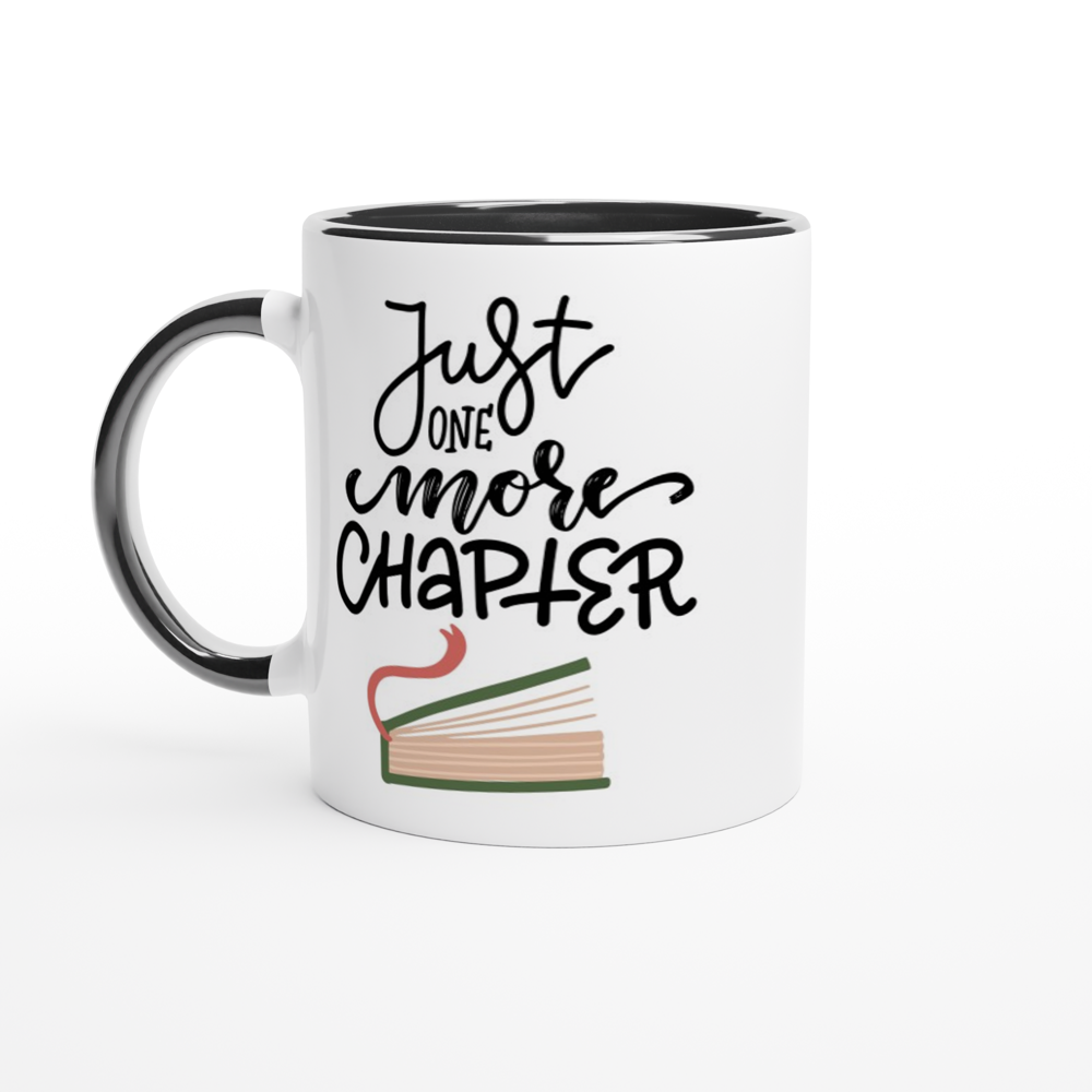 Just One More Chapter - White 11oz Ceramic Mug with Colour Inside ceramic black Colour 11oz Mug Globally Fulfilled Reading